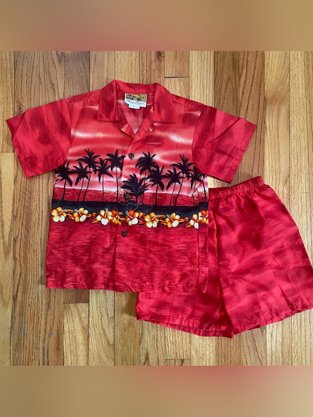 NWOT Kids Winnie Fashion Hawaiian Cabana Shirt and Shorts 100% Cotton Size 6